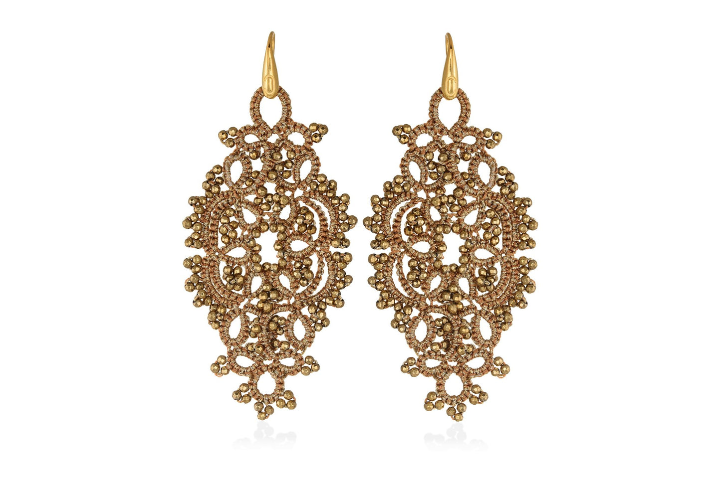 Alexandra handcrafted gemstone lace earrings gold