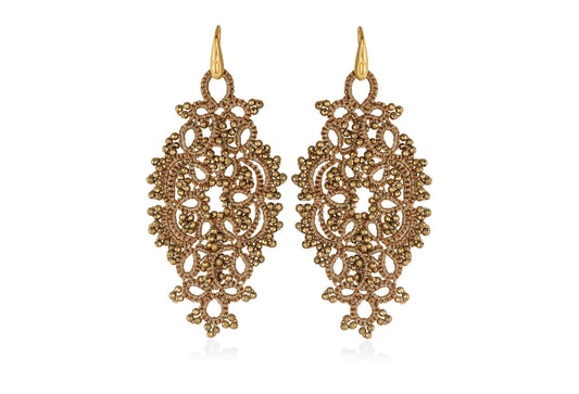 Alexandra handcrafted gemstone  lace earrings gold