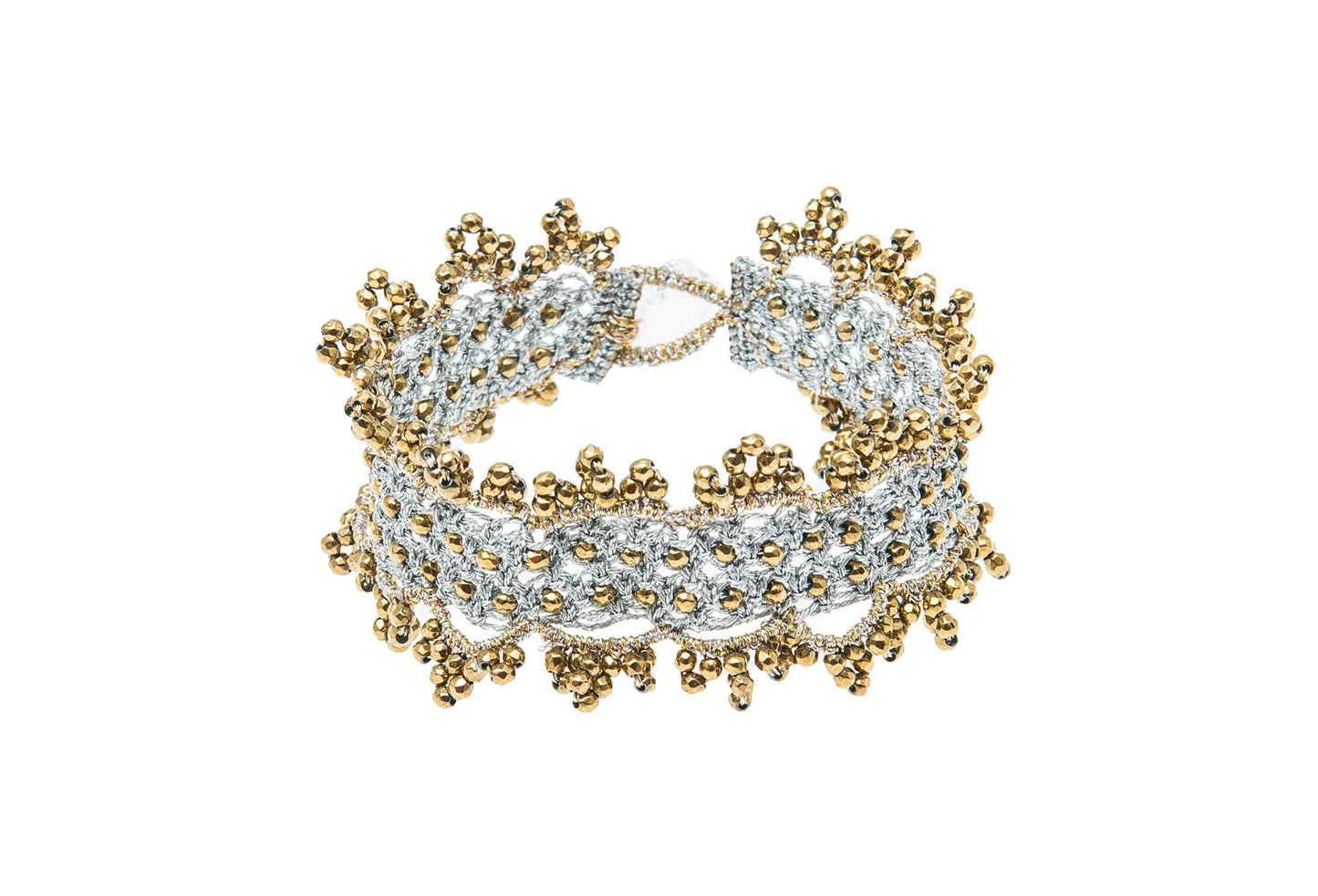 Amalfi handcrafted gemstone lace bracelet, silver gold
