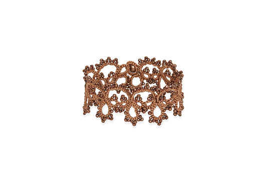 Amelia handcrafted gemstone  lace bracelet ecaille bronze