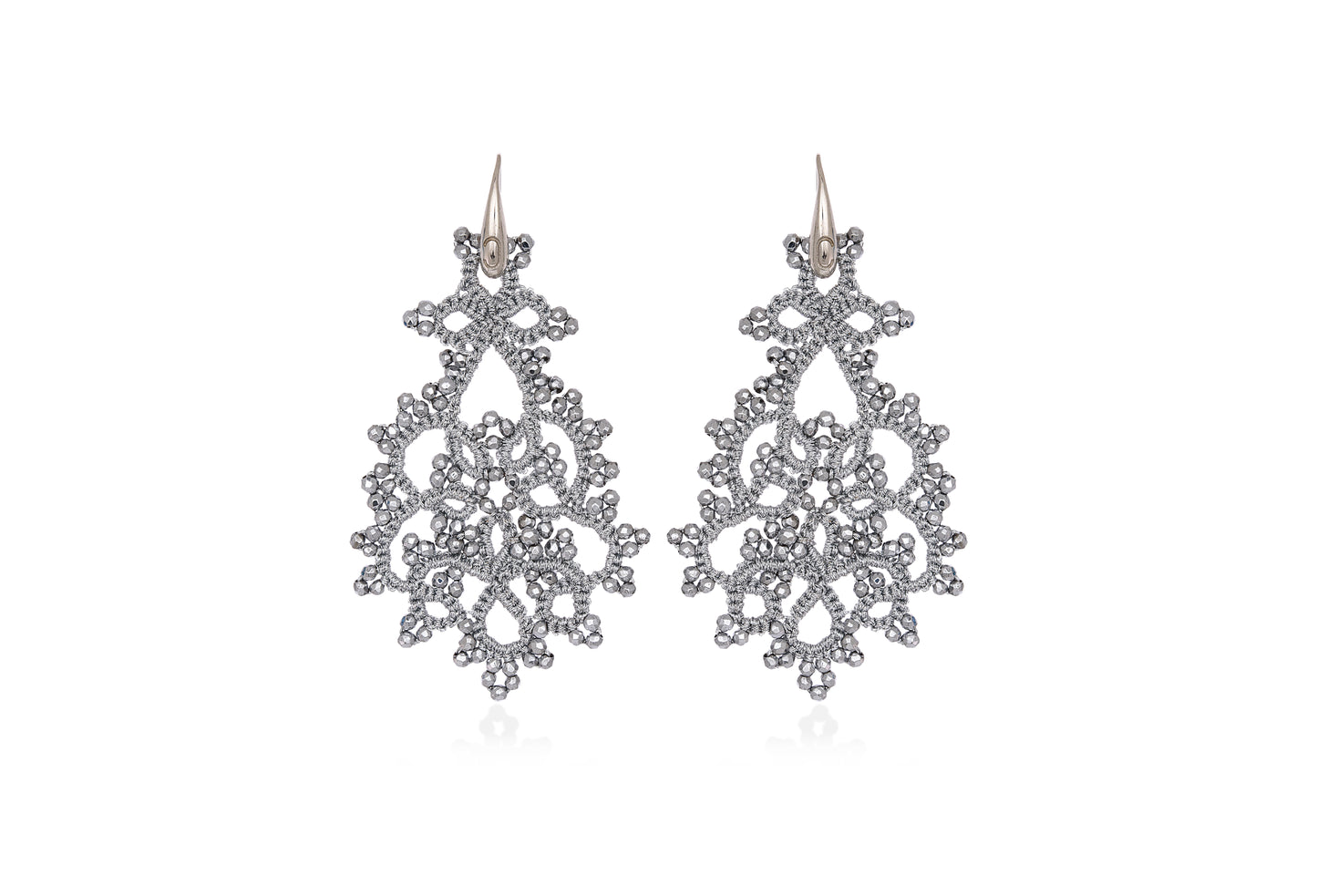 Melina handcrafted gemstone lace earrings silver