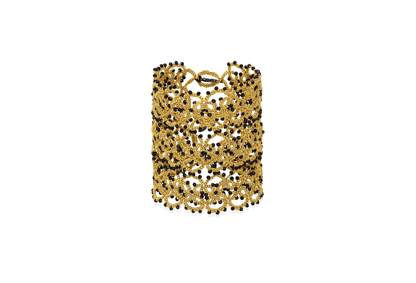 Anastasia handcrafted gemstone lace bracelet gold black