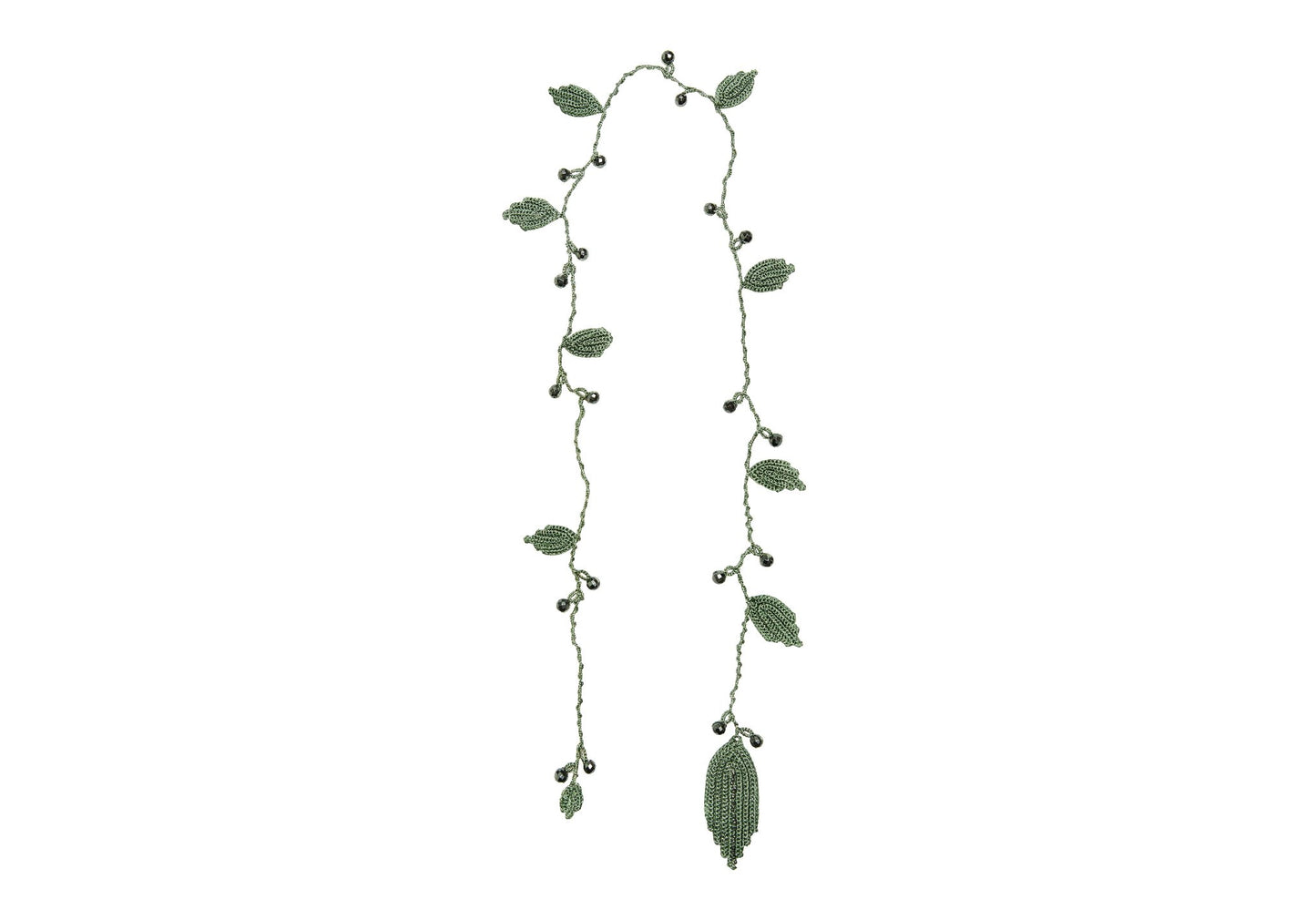 Sacred wild olive handcrafted gemstone lace necklace olive