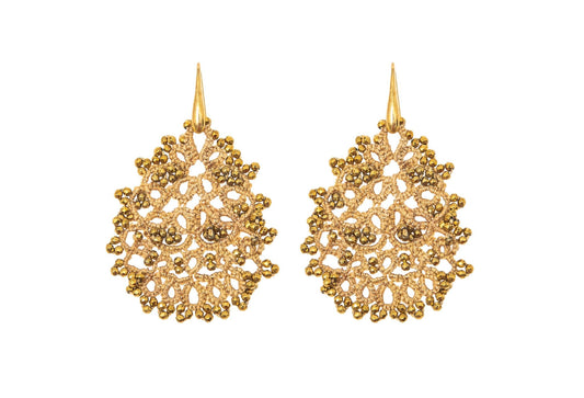 Indy botanical dyed handcrafted gemstone lace earrings