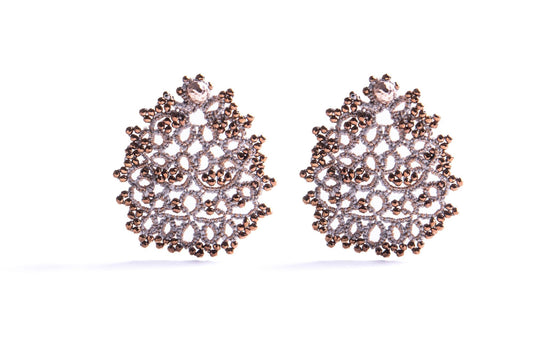 Indy botanical dyed handcrafted gemstone lace earrings