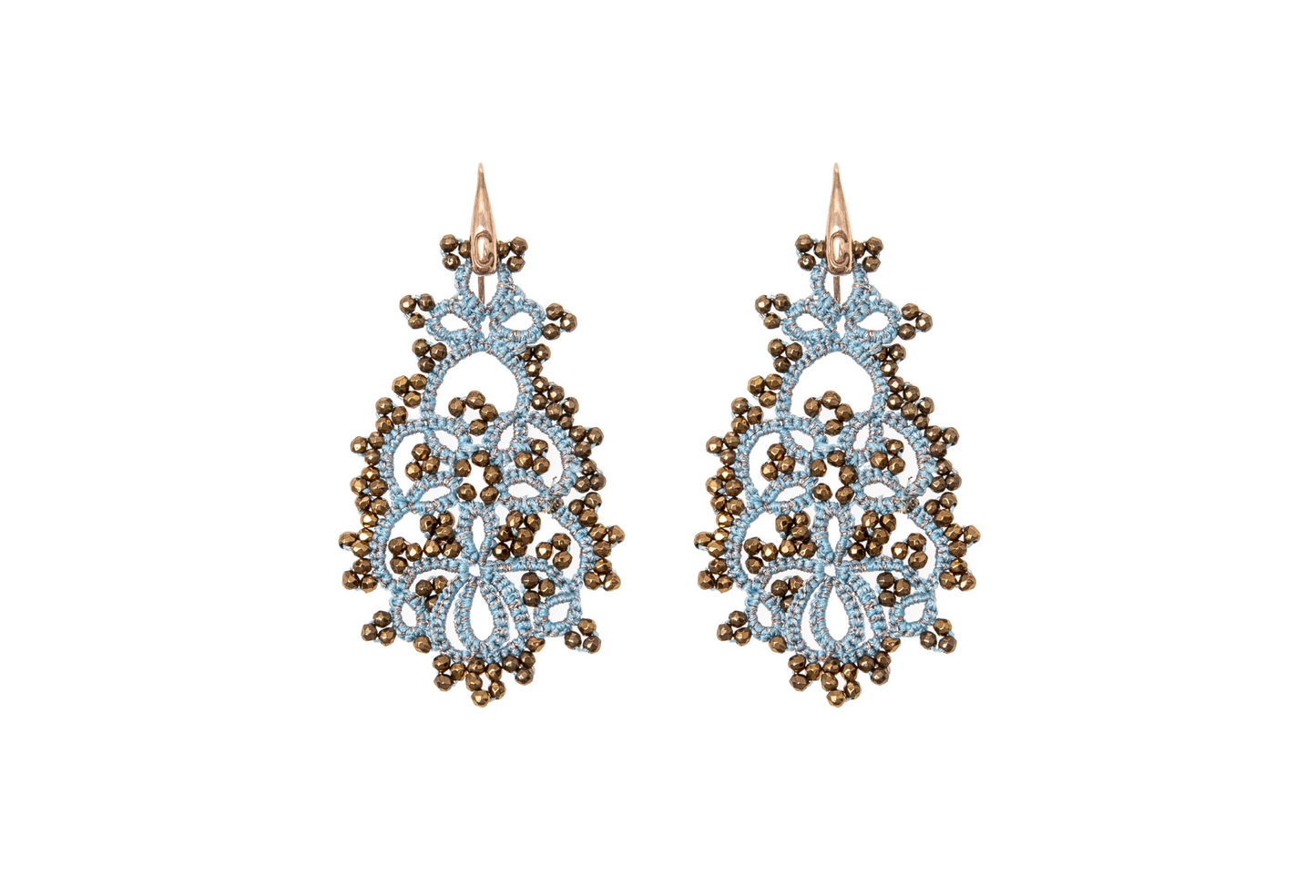 Melina handcrafted gemstone lace earrings baby blue bronze