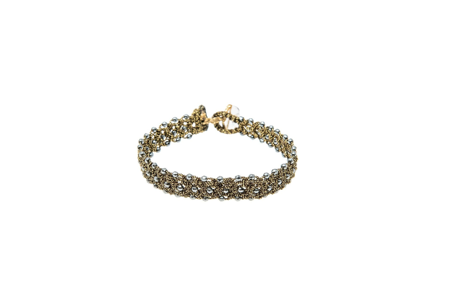 Tennis handcrafted gemstone lace bracelet antique gold
