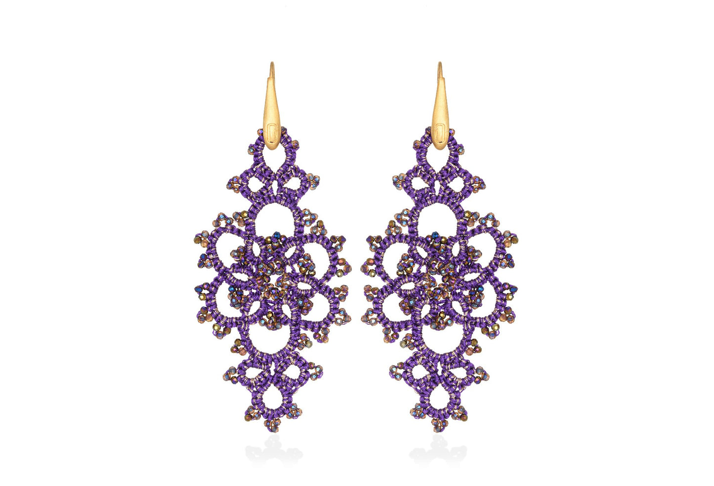 Thalia handcrafted gemstone lace earrings purple rainbow
