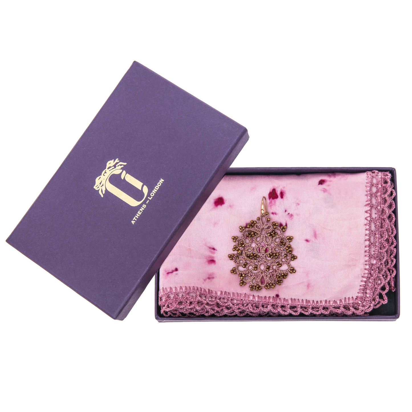 Botanically dyed magenta scarf & earrings gift box