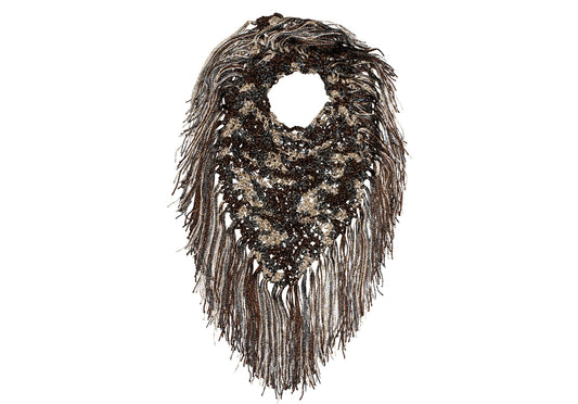 Hand-crocheted scarf/neck accessory bronze grey gold