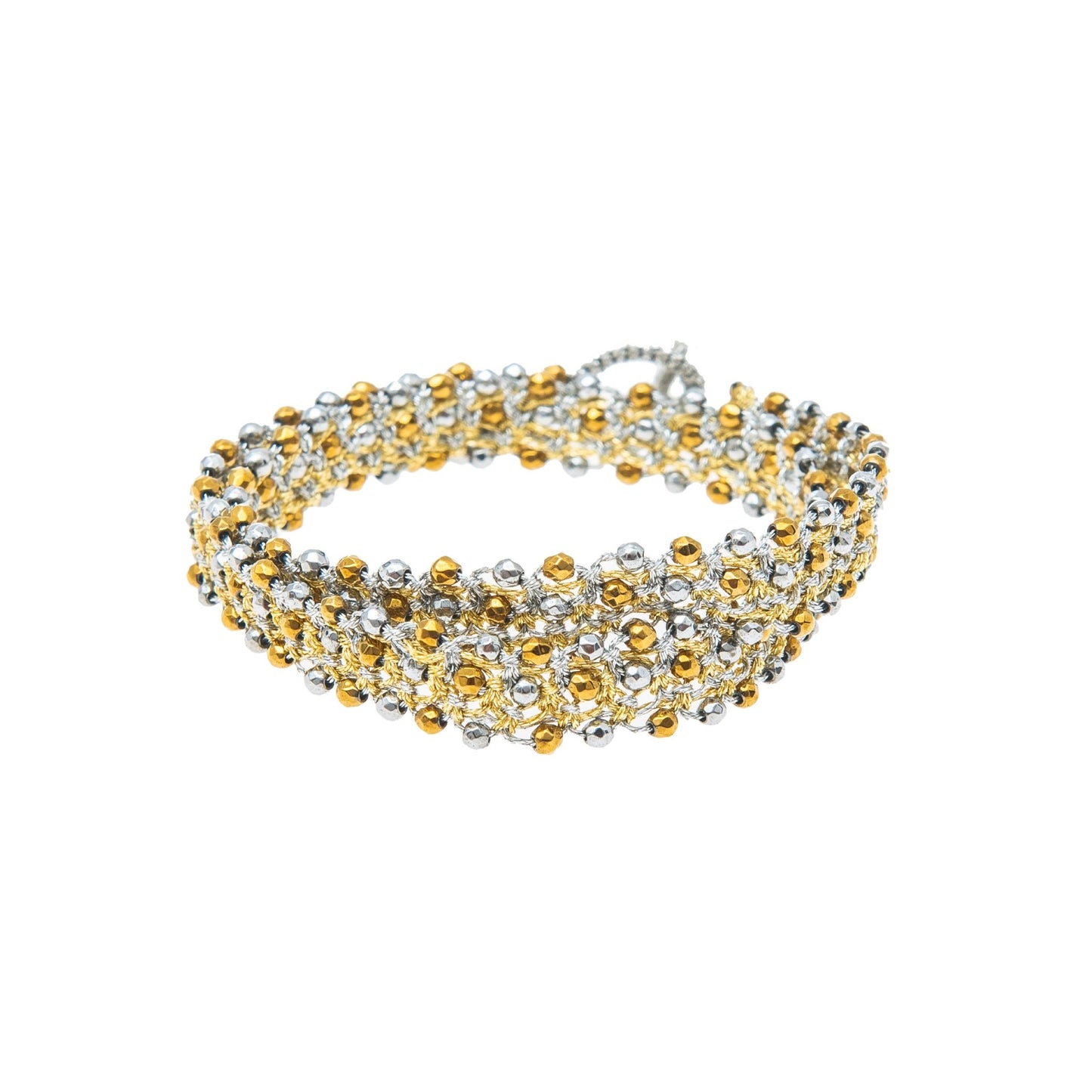 Tennis lace choker/double bracelet silver gold