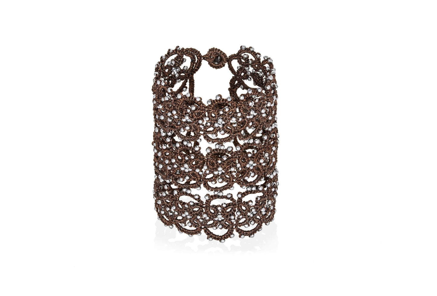 Anastasia handcrafted gemstone lace bracelet bronze silver