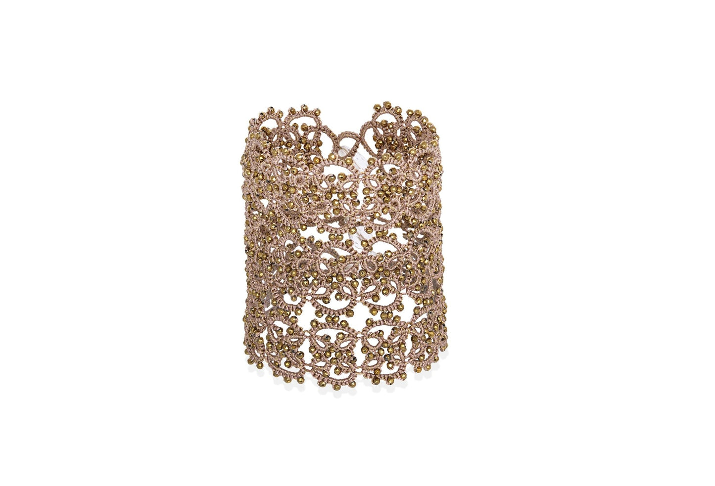 Anastasia handcrafted gemstone lace bracelet nude gold
