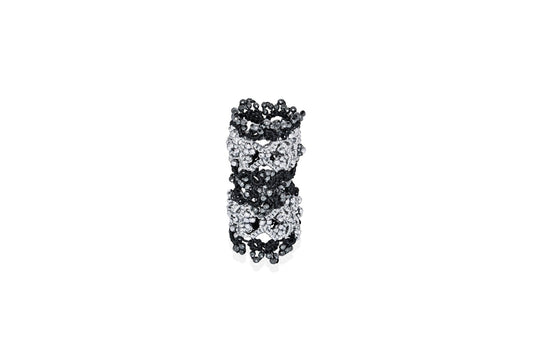 Art Deco handcrafted gemstone lace ring black grey