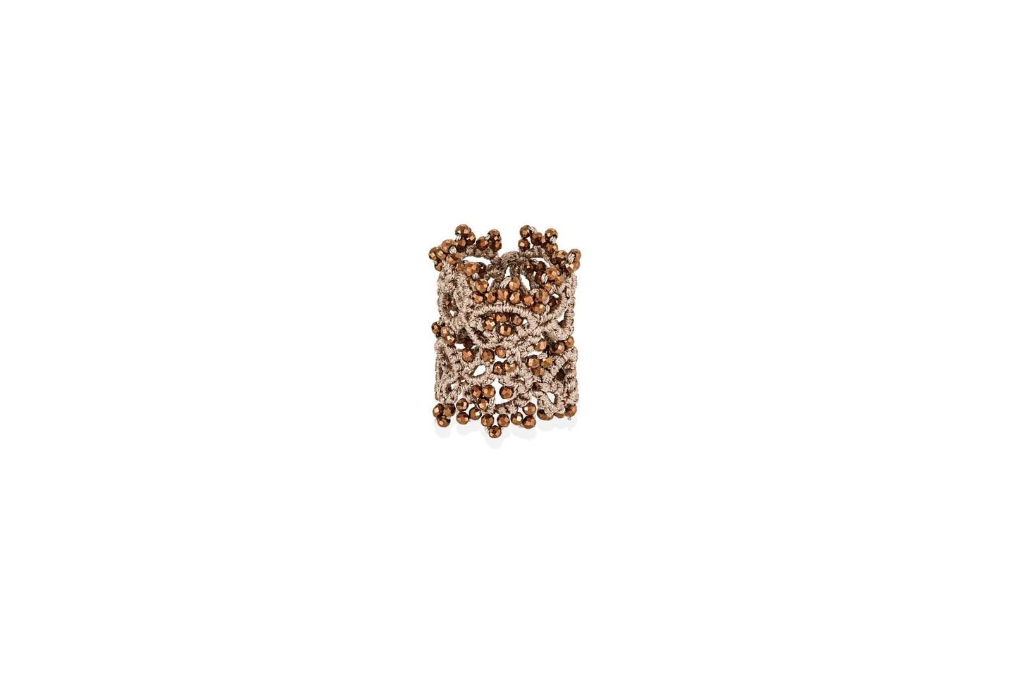 Art Deco handcrafted gemstone lace ring beige bronze