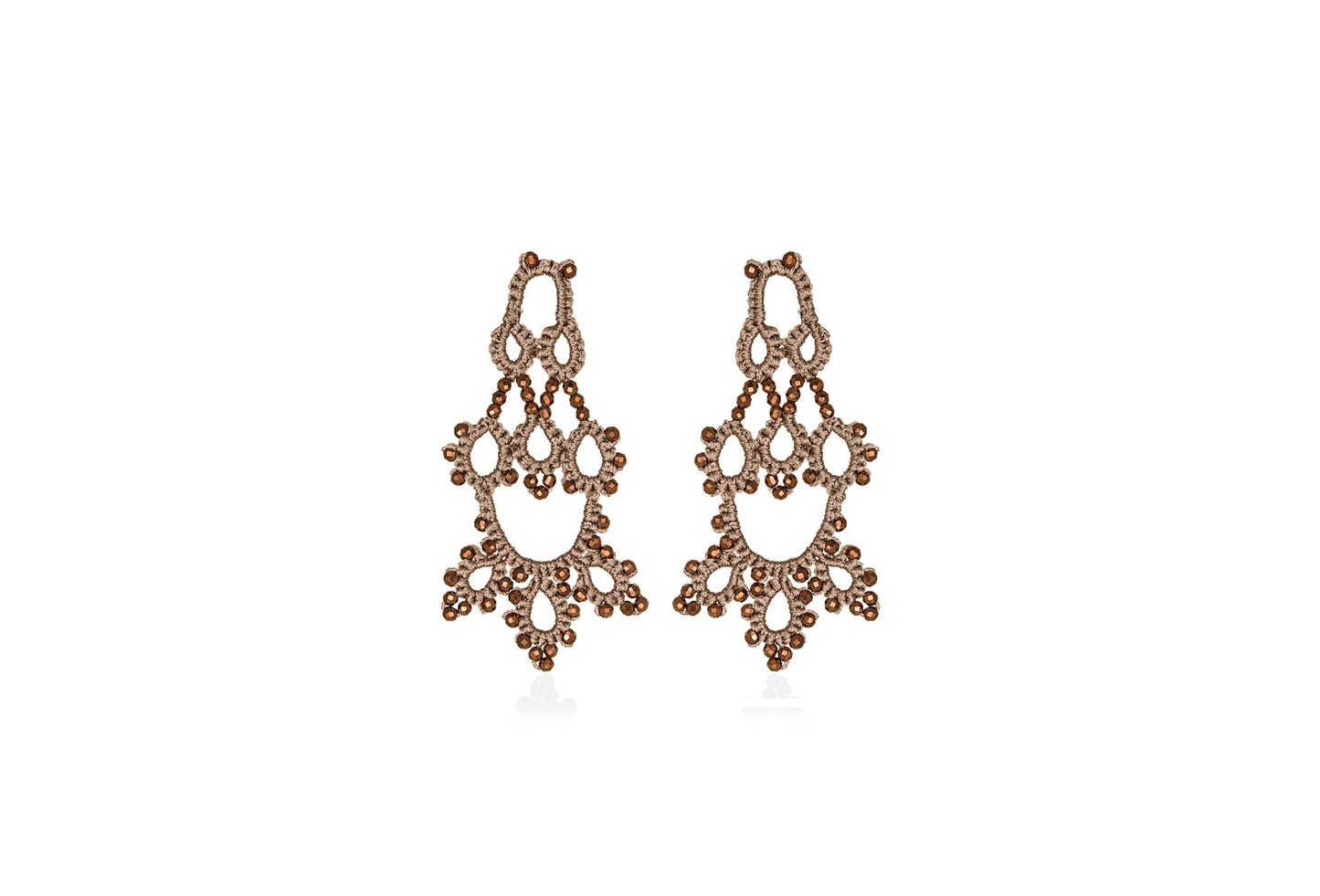 Bijoux handcrafted gemstone lace earrings chocolat bronze