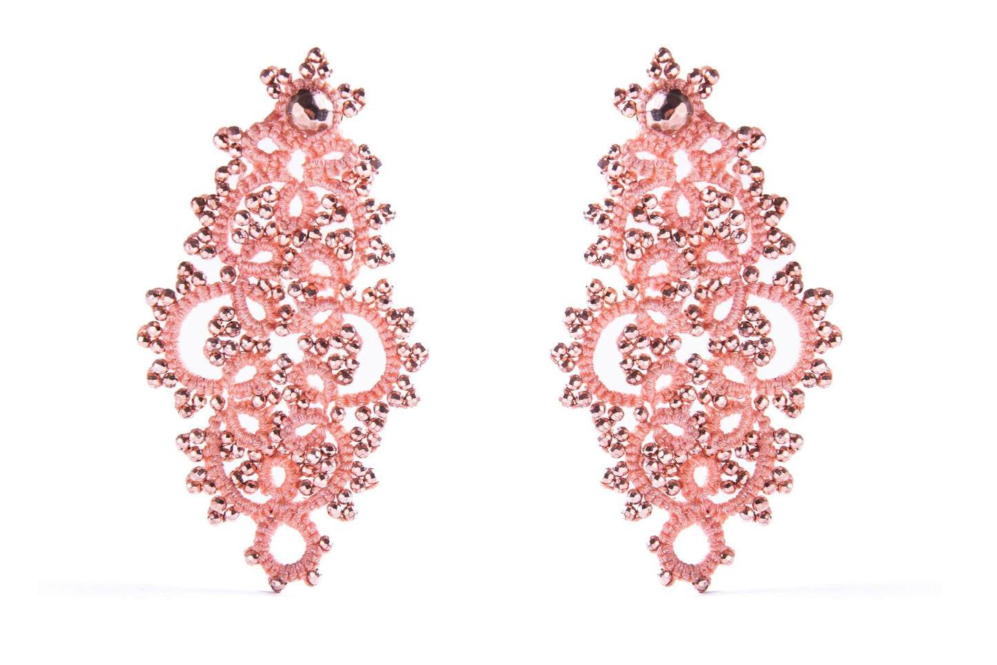 Carol handcrafted gemstone lace earrings botanical dyed avocado stones
