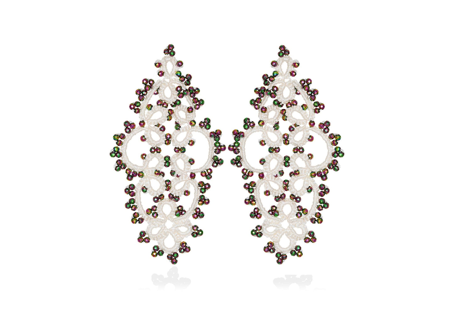 Carol handcrafted gemstone lace earrings white rainbow