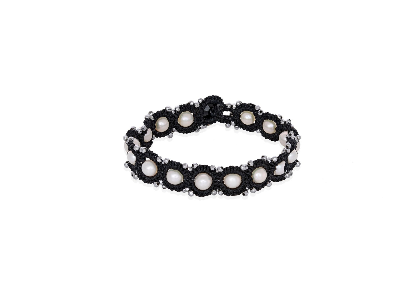 Chic handcrafted gemstone lace bracelet fresh water pearls