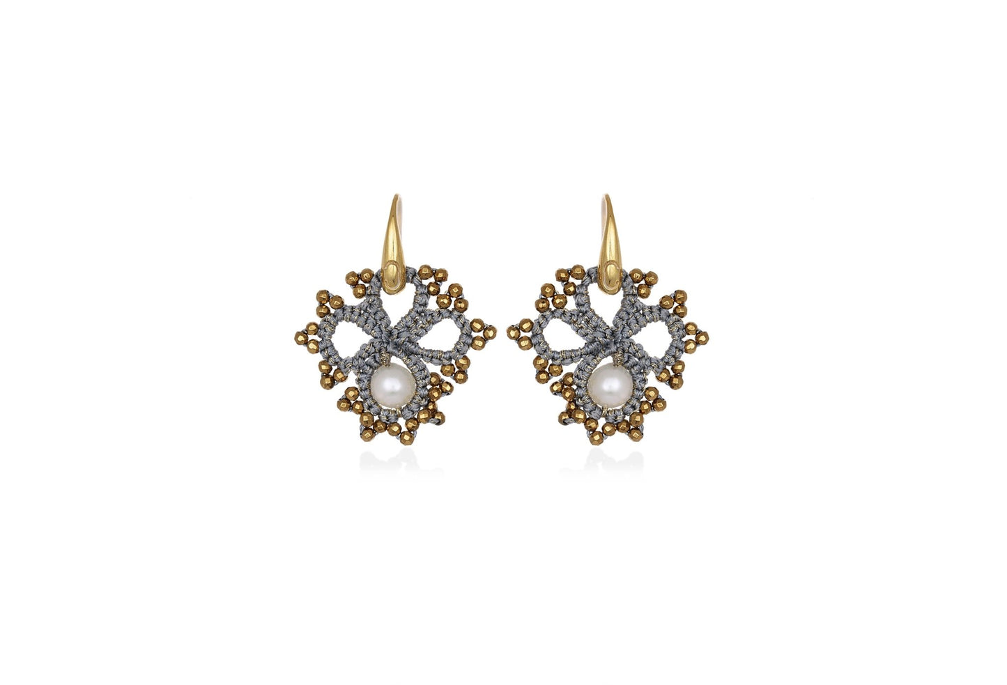 Claire handcrafted gemstone lace earrings blue gold