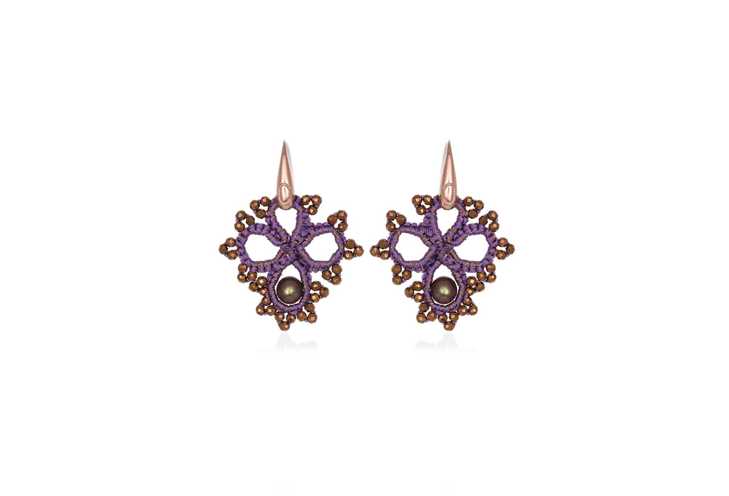 Claire handcrafted gemstone lace earrings purple bronze