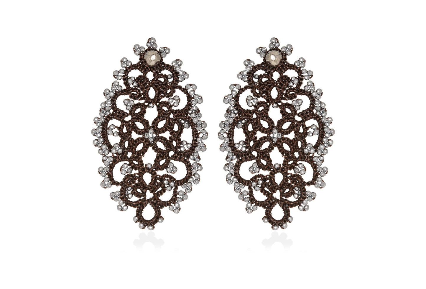 Diana handcrafted gemstone lace earrings bronze silver