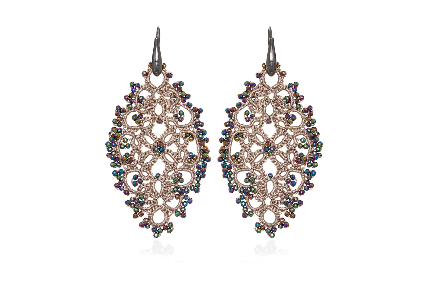 Diana handcrafted gemstone lace earrings caramel rainbow