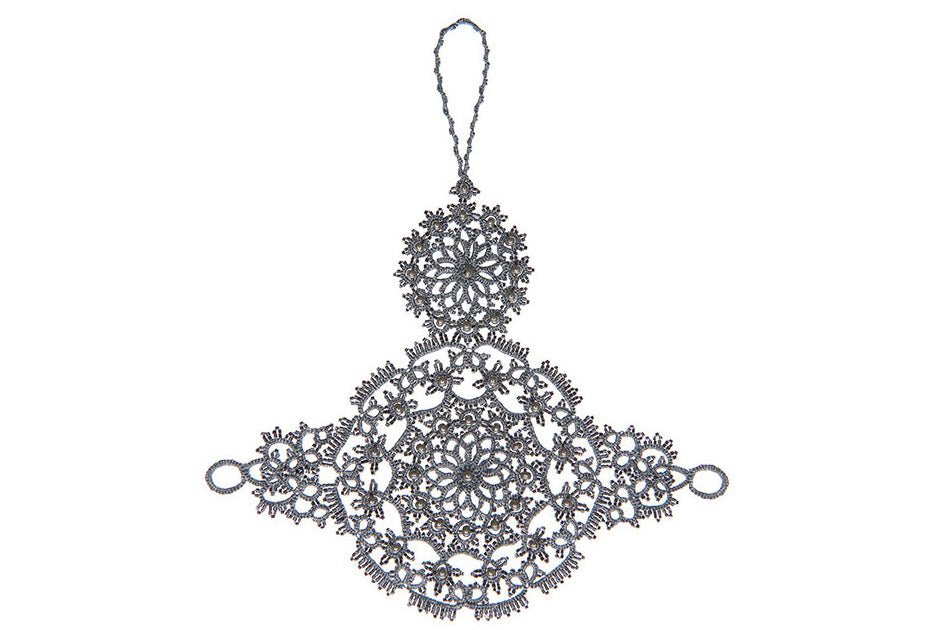 Feyrouz handcrafted gemstone lace bracelet/ring grey