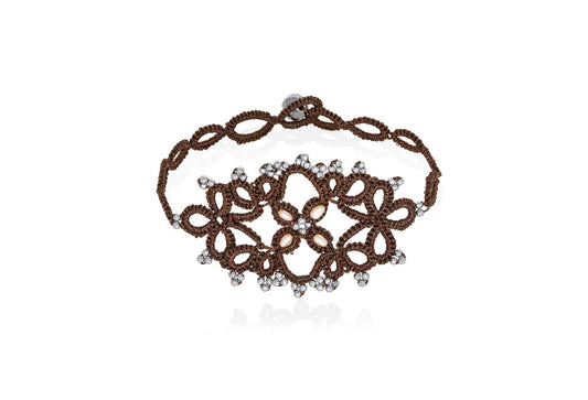 Fiona handcrafted gemstone lace bracelet bronze silver