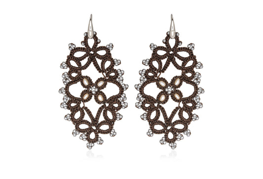 Fiona handcrafted gemstone lace earrings bronze silver