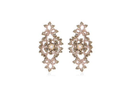 Grace botanically dyed handcrafted gemstone lace earrings
