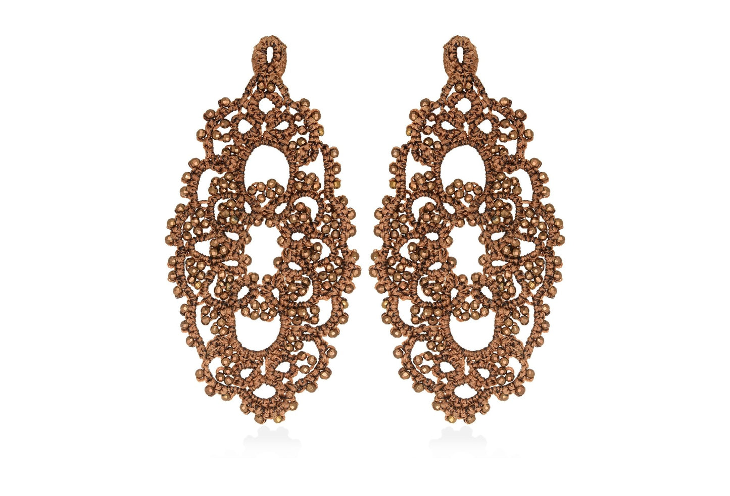 Iris handcrafted gemstone lace earrings ecaille bronze