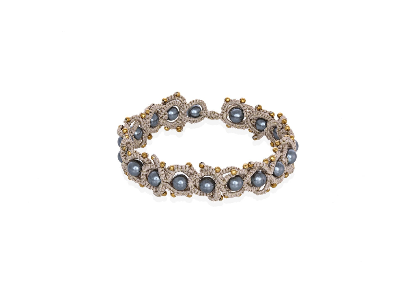 Ocean chic handcrafted gemstone lace bracelet pearls