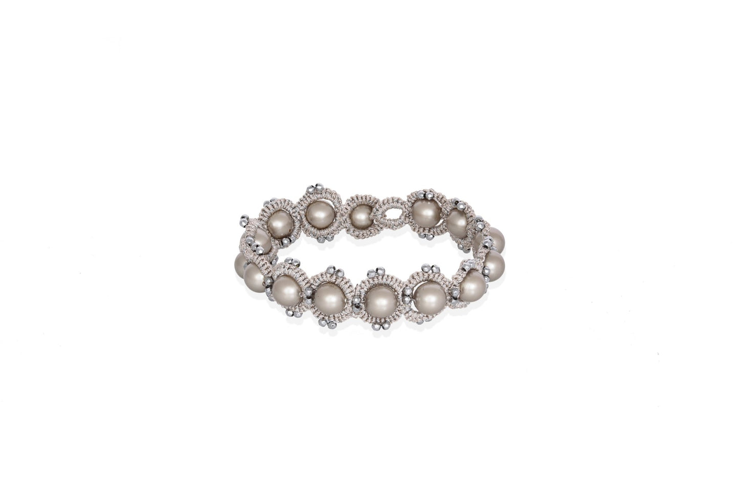 Ocean chic handcrafted gemstone lace bracelet grey silver