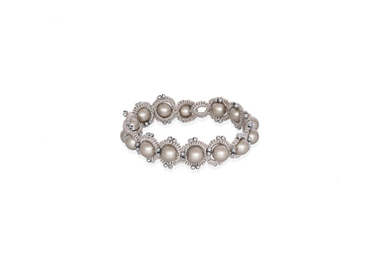 Ocean chic handcrafted gemstone lace bracelet grey silver