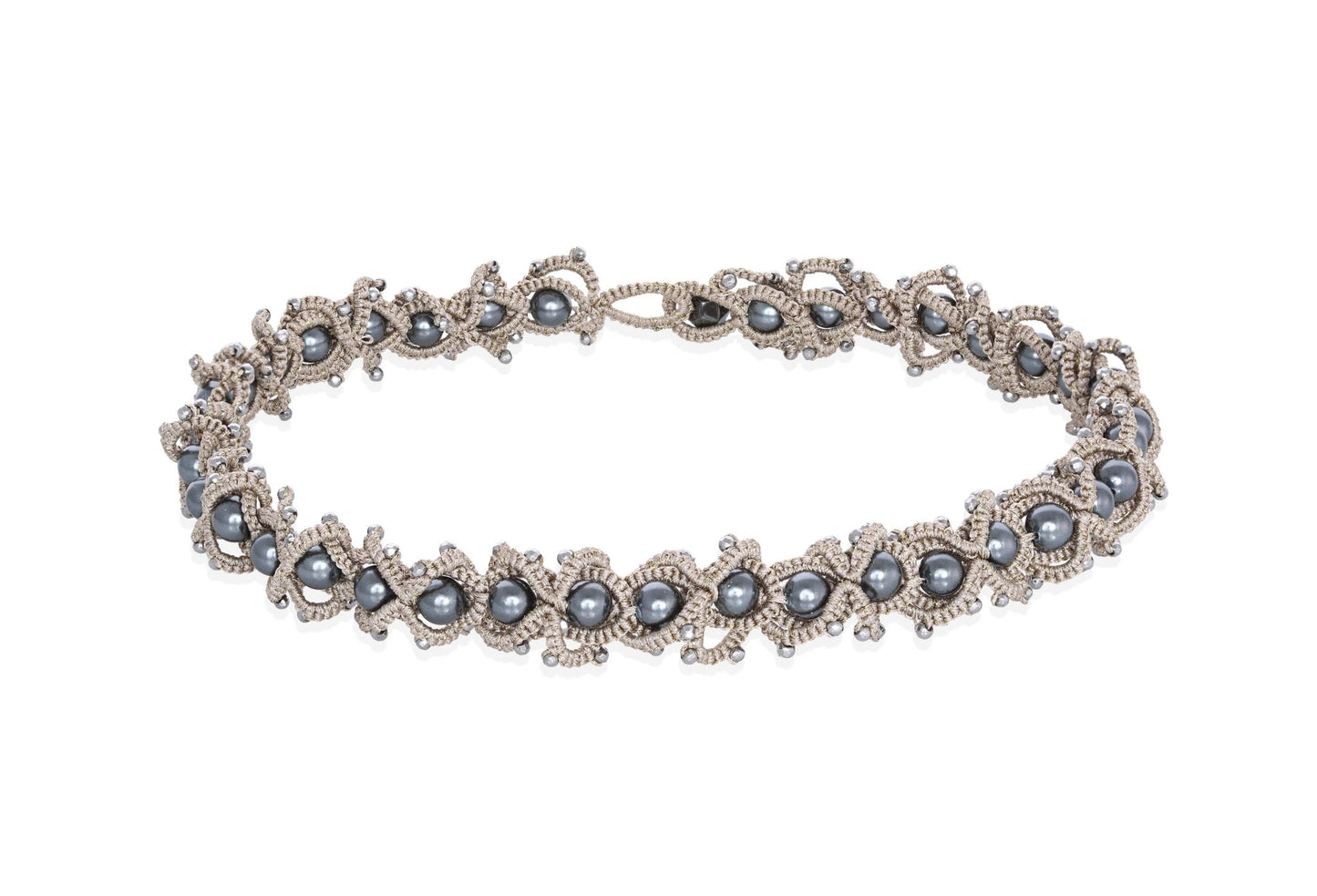 Ocean chic handcrafted gemstone lace choker/double bracelet