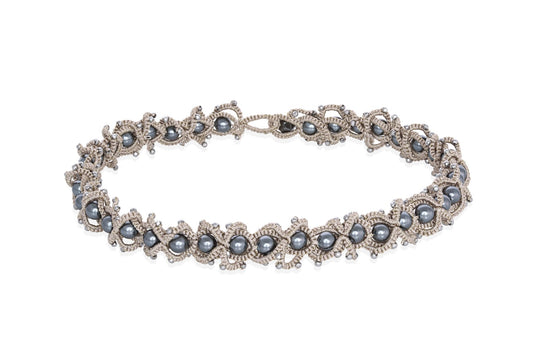 Ocean chic handcrafted gemstone lace choker/double bracelet
