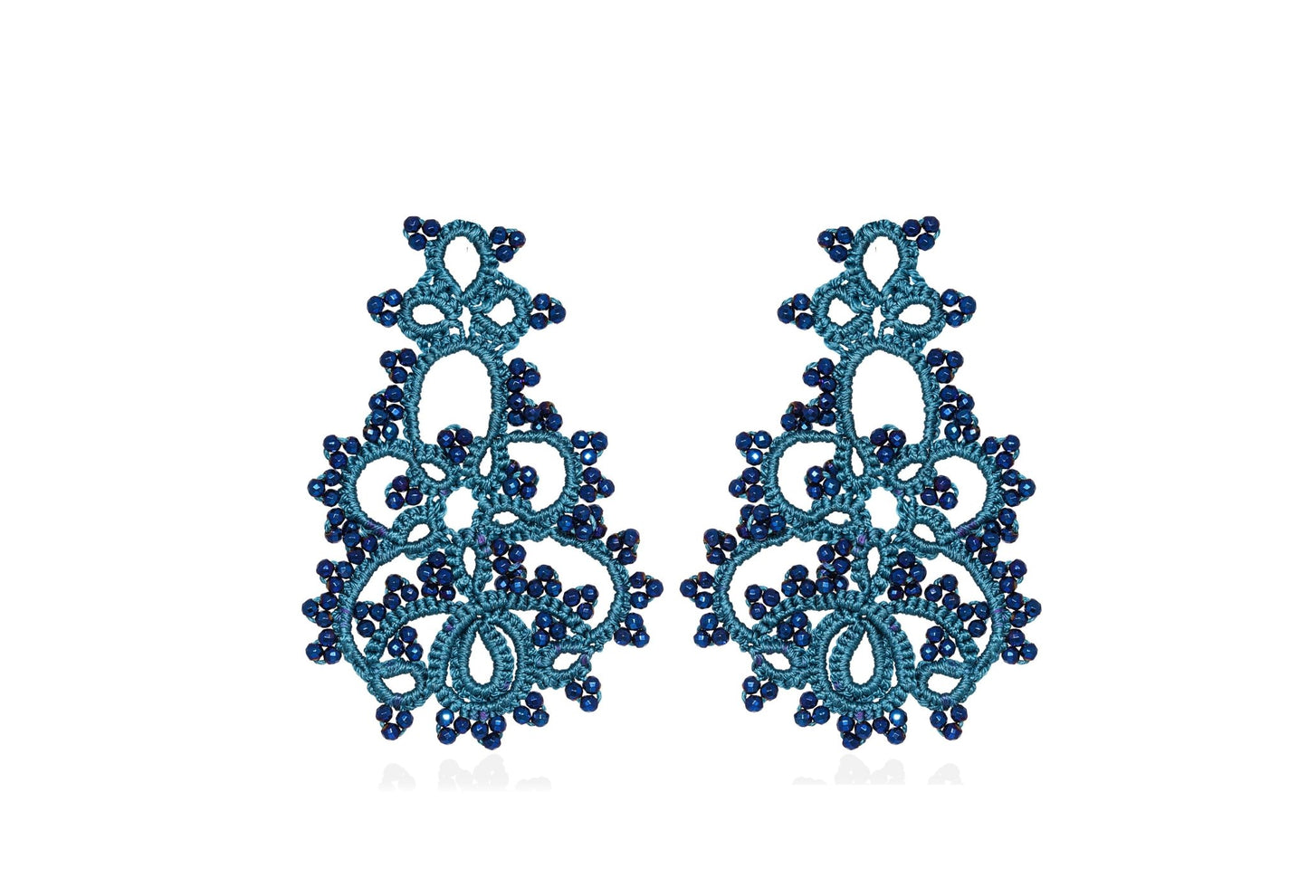 Vintage Melina handcrafted gemstone lace earrings blue