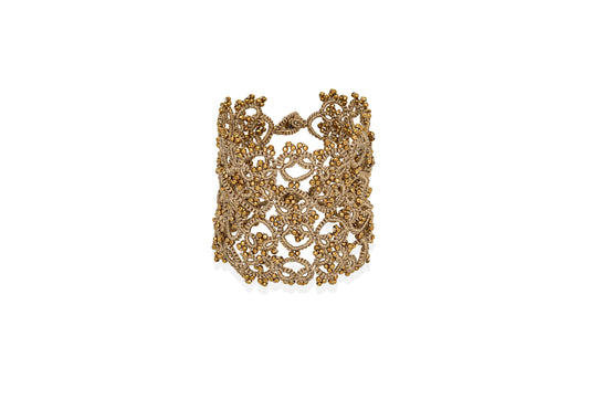 Art Deco large lace bracelet, gold