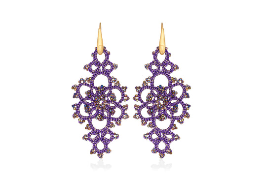 Thalia lace earrings, purple rainbow