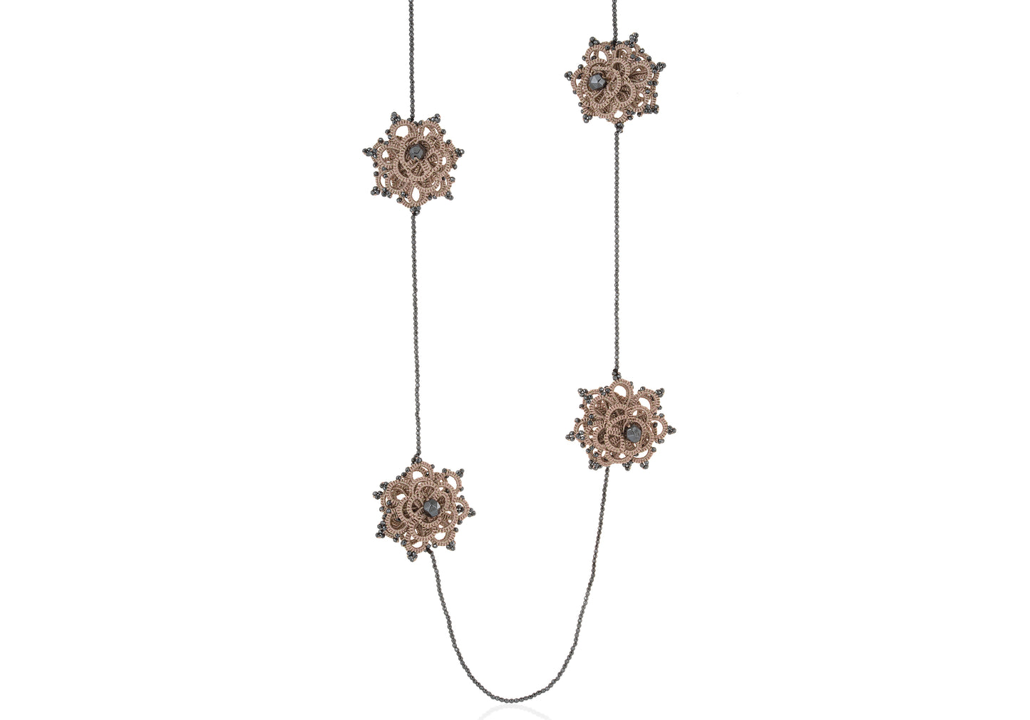 Muse lace necklace, nude dark grey