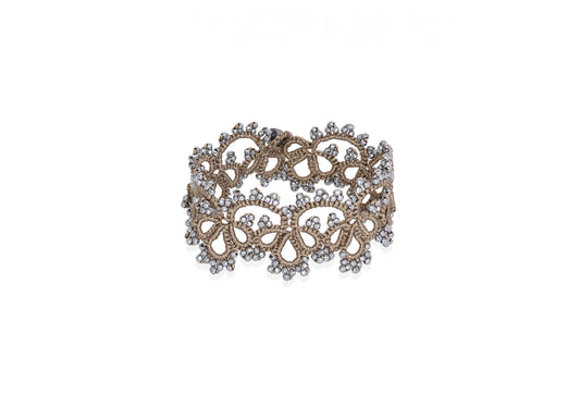 Amelia lace bracelet, beige silver