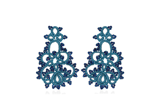 Vintage Melina lace earrings, blue