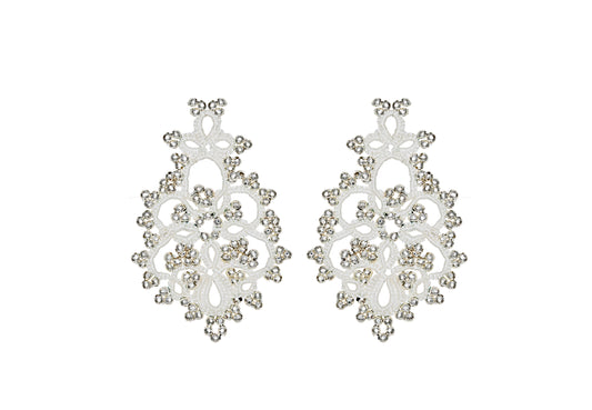 Melina lace earrings, white silver