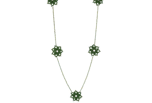 Rosette lace necklace, vintage green