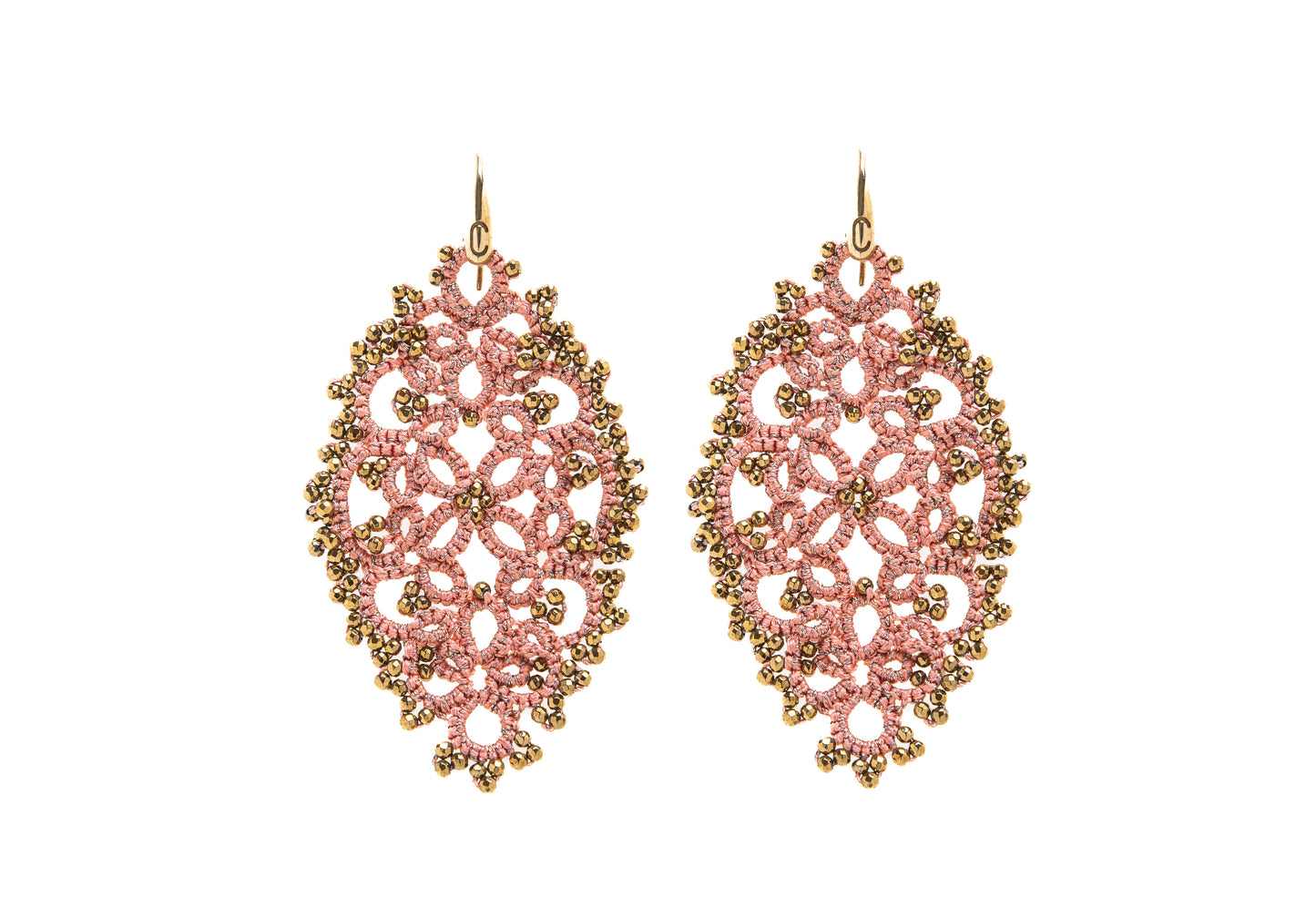 Diana lace earrings, peach gold