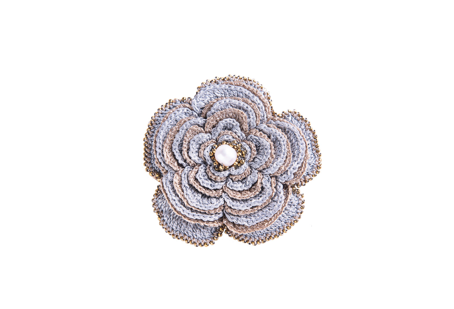 Camelia brooch, rose gold silver