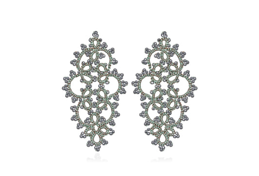 Carol lace earrings, mint silver
