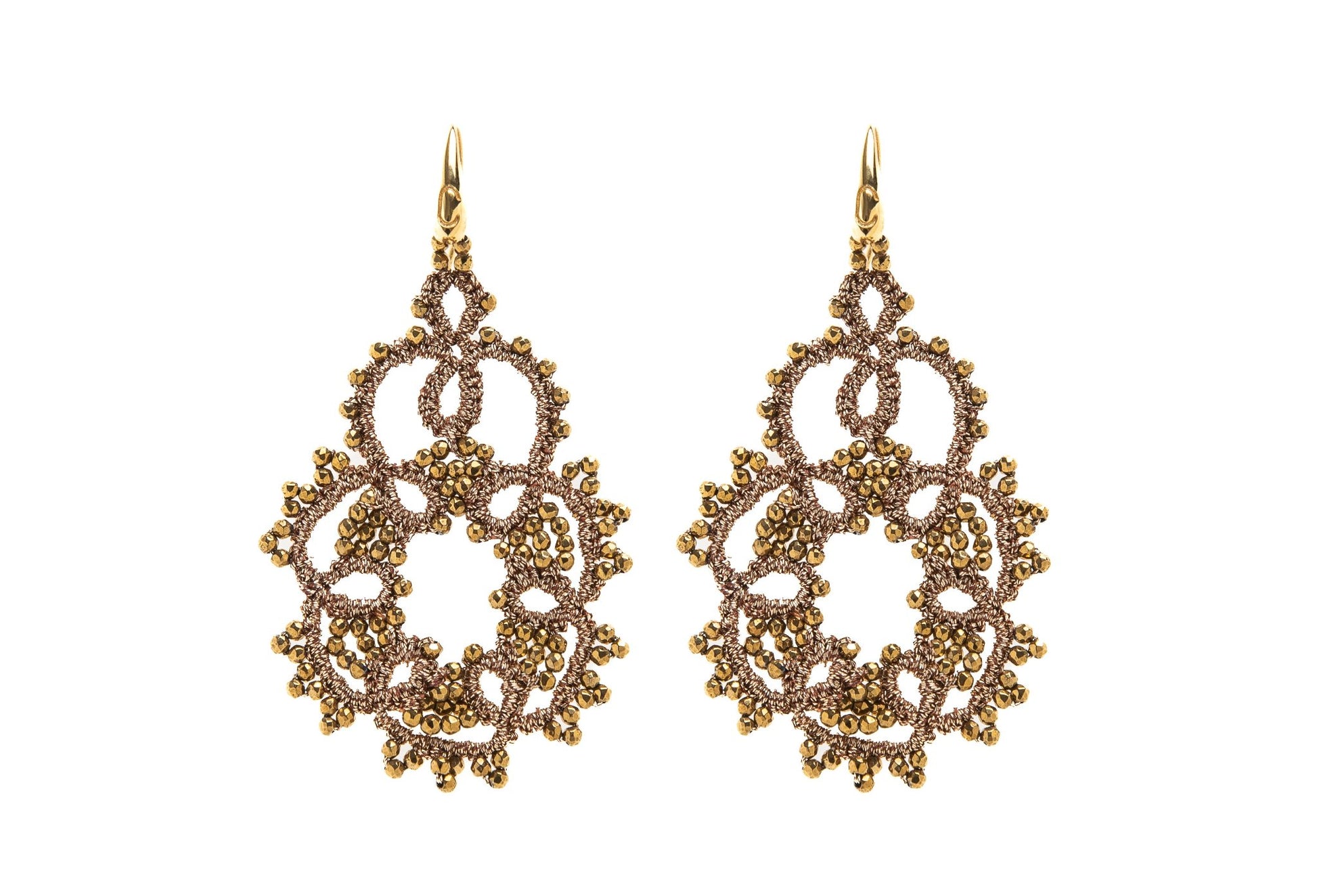 Agatha handcrafted gemstone lace earrings gold 