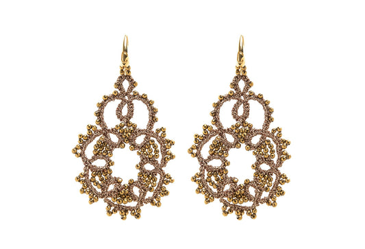 Agatha lace earrings gold close up